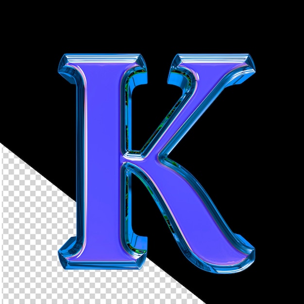 PSD blue 3d symbol in a blue frame letter k