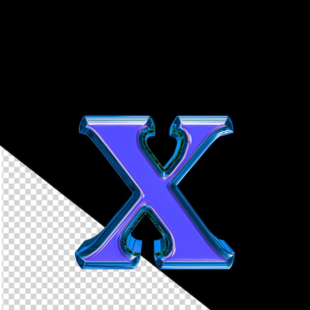 PSD simbolo 3d blu in una lettera x con cornice blu