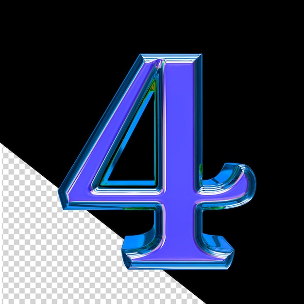 PSD blue 3d symbol in a blue frame number 4