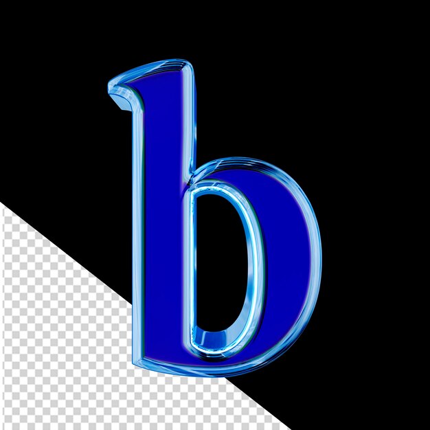 Simbolo blu 3d in una cornice di ghiaccio blu