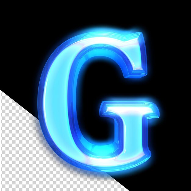 PSD blue 3d symbol glowing around the edges letter g