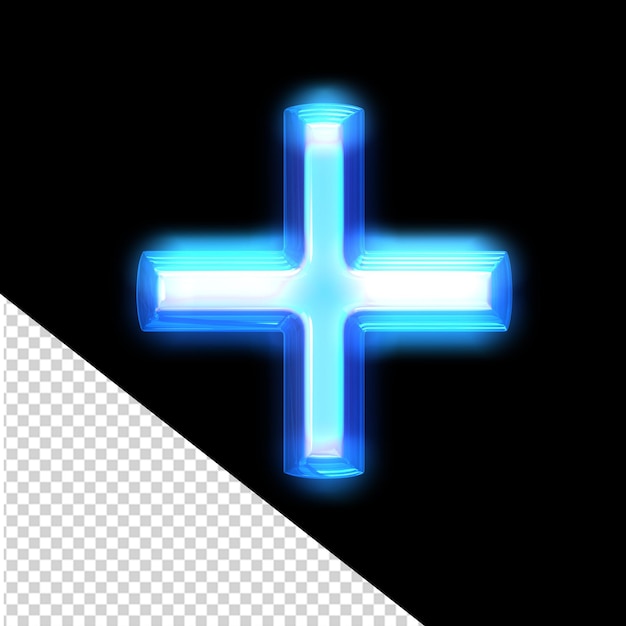Blue 3d symbol glowing around the edges