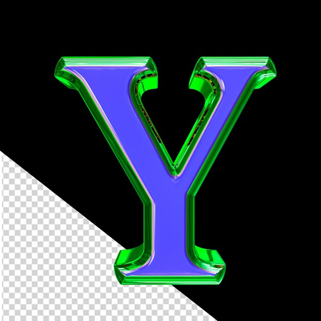 PSD blue 3d symbol in a green frame letter y