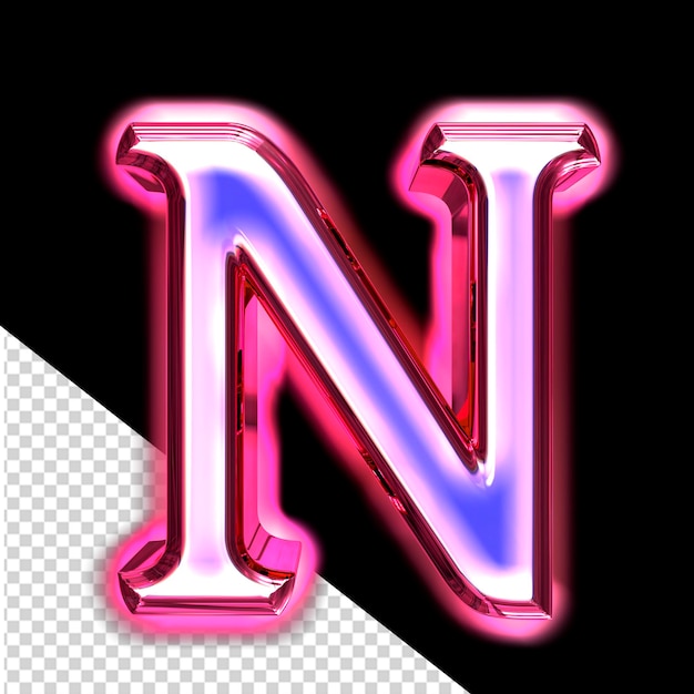 PSD Синий 3d-символ в розовой рамке со светящейся буквой n