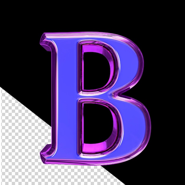 PSD 紫色のフレーム文字 b の青い 3 d シンボル