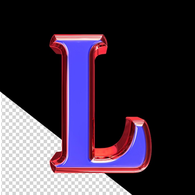 PSD 赤い枠の文字 l の青い 3 d シンボル