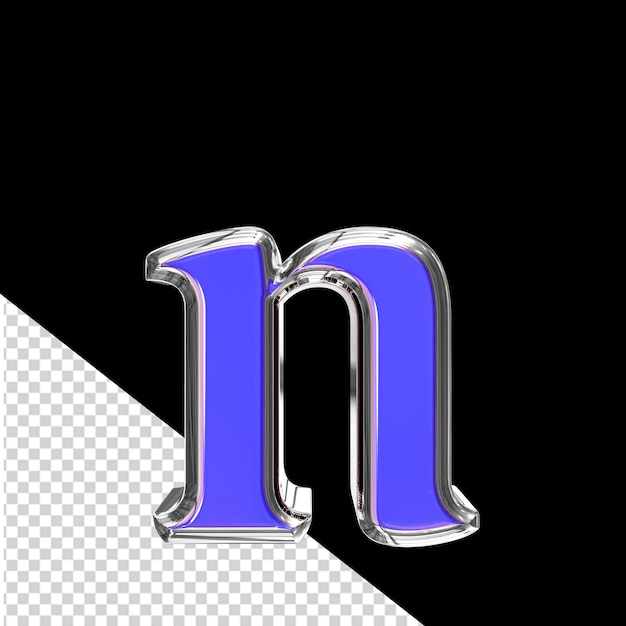 PSD Синий 3d-символ в серебряной рамке буква n