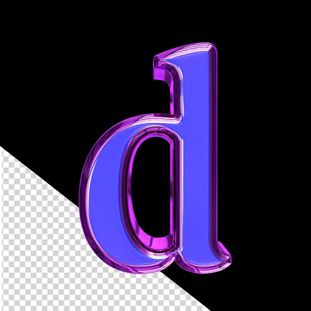 PSD simbolo blu 3d in una lettera d cornice viola