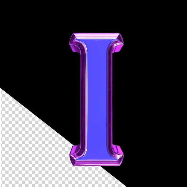 Blue 3d symbol in a purple frame letter i