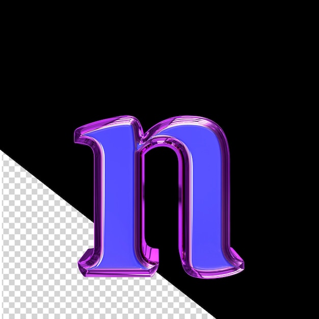 PSD blue 3d symbol in a purple frame letter n