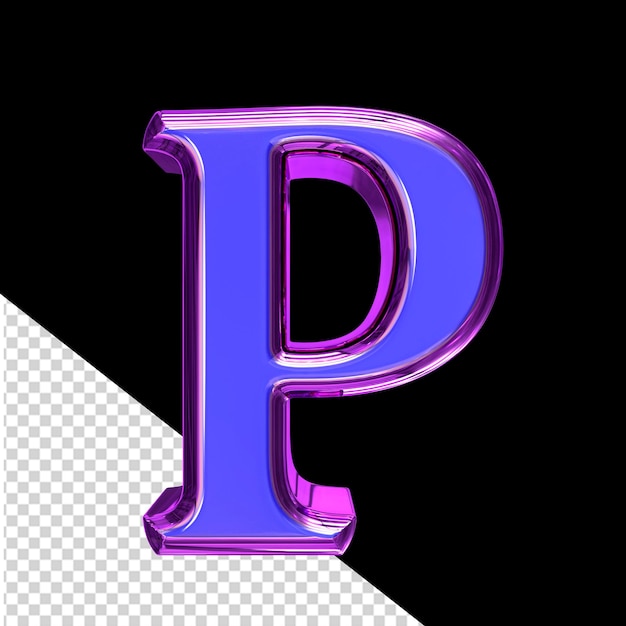 PSD blue 3d symbol in a purple frame letter p