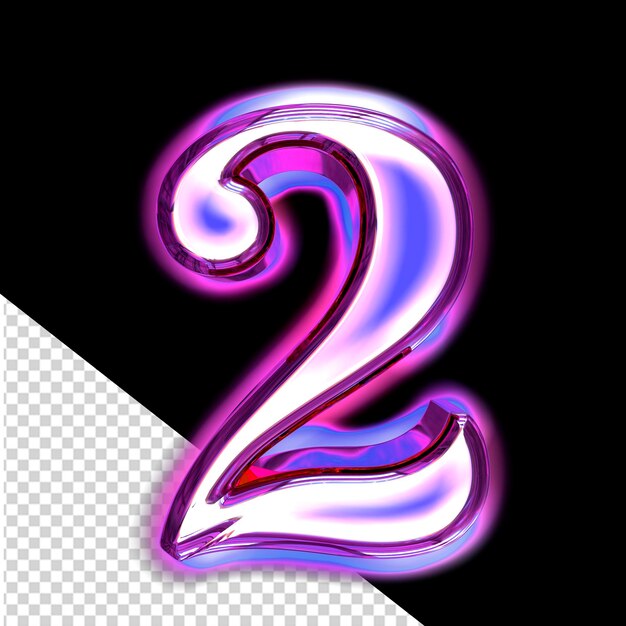 PSD blue 3d symbol in a purple frame with glow number 2