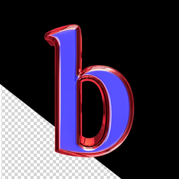 PSD blue 3d symbol in a red frame letter b