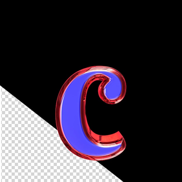 PSD blue 3d symbol in a red frame letter c