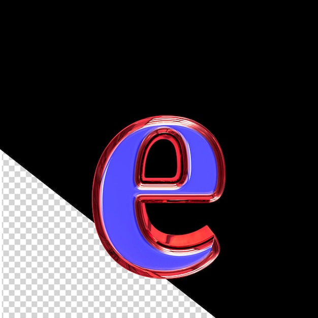 PSD blue 3d symbol in a red frame letter e