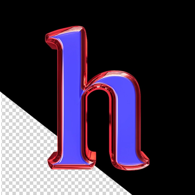 Simbolo blu 3d in una lettera h con cornice rossa