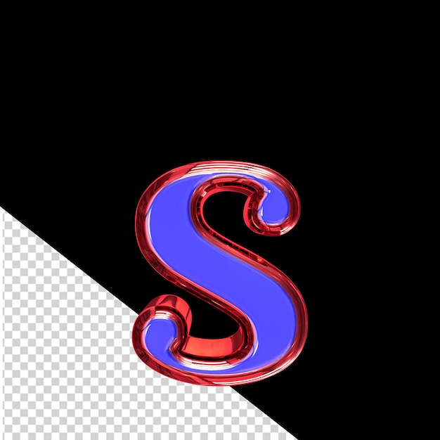 PSD blue 3d symbol in a red frame letter s