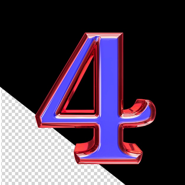 PSD blue 3d symbol in a red frame number 4