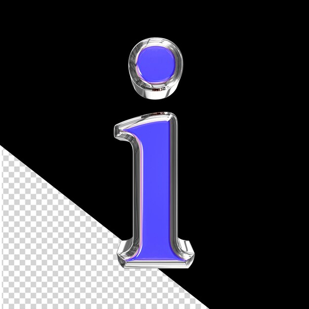 Blue 3d symbol in a silver frame letter i