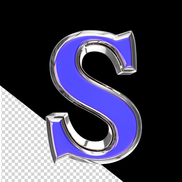 PSD blue 3d symbol in a silver frame letter s