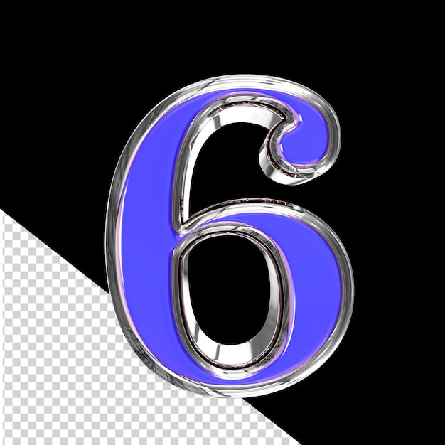 PSD blue 3d symbol in a silver frame number 6