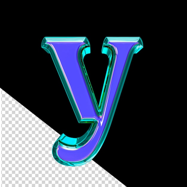 PSD simbolo 3d blu in una lettera y con cornice turchese