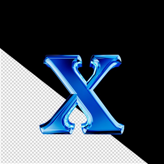 PSD blue 3d symbol with bevel letter x