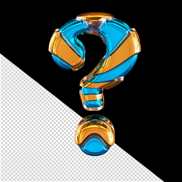 Blue 3d symbol with gold horizontal thin straps