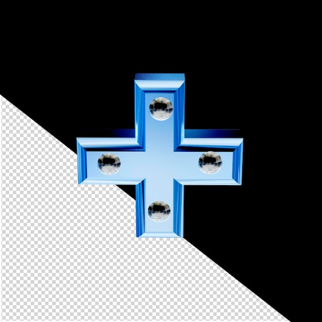 PSD blue 3d symbol with metal rivets