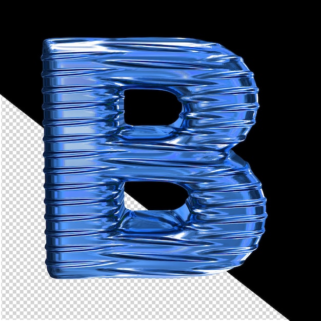 PSD blue 3d symbol with ribbed horizontal letter b