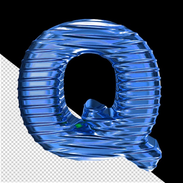 PSD Синий 3d-символ с ребристой горизонтальной буквой q