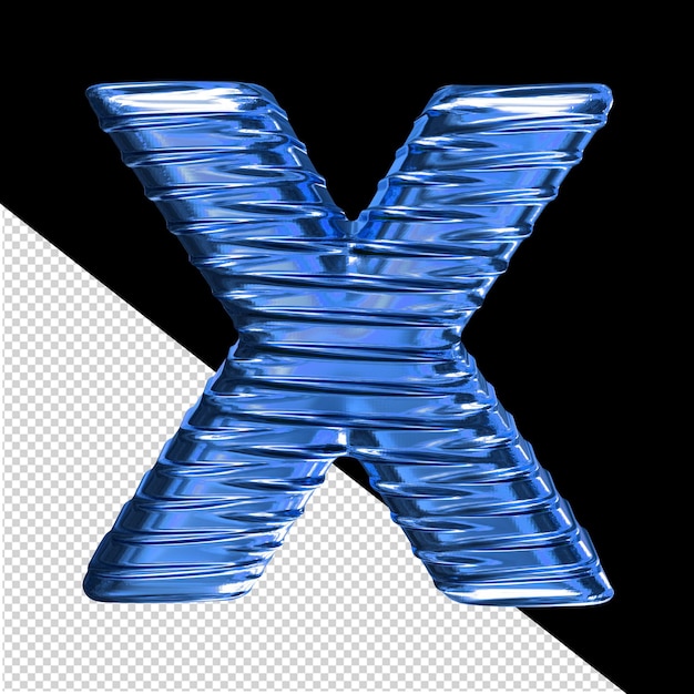 PSD blue 3d symbol with ribbed horizontal letter x