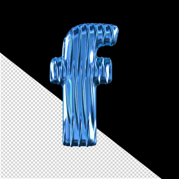 PSD simbolo blu 3d con la lettera f delle nervature verticali
