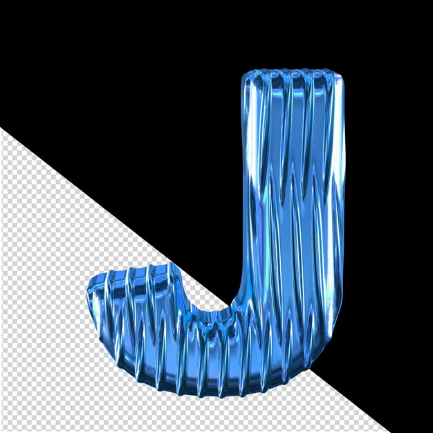 PSD blue 3d symbol with vertical ribs letter j