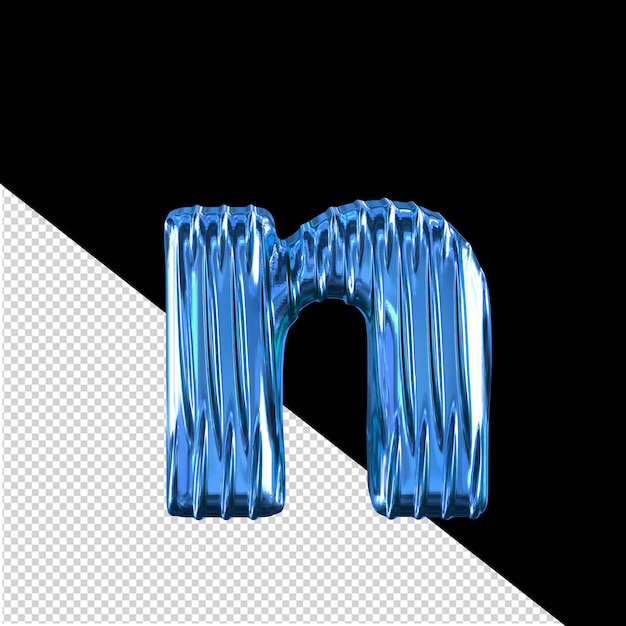 PSD blue 3d symbol with vertical ribs letter n