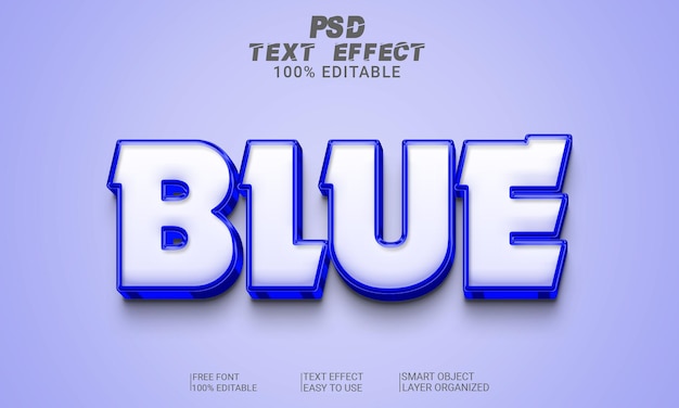 Blue 3d text effect psd file