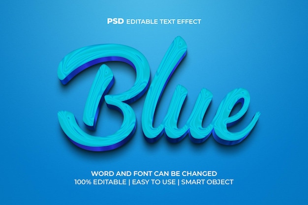 Синий текстовый эффект 3d
