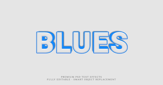 Blue 3d text style effect psd