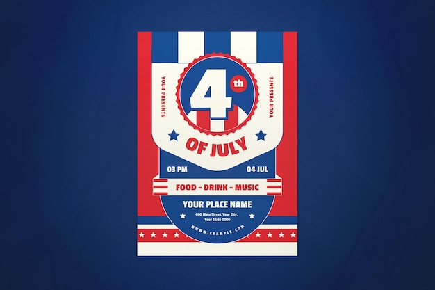 Blue 4th of july event flyer