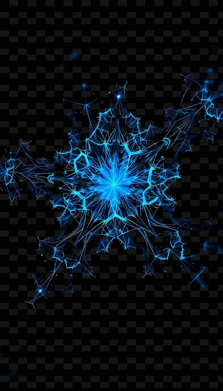 PSD blue abstract fractal design on a black background