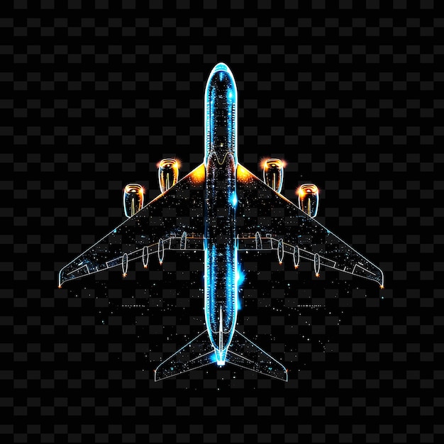 A blue airplane with a blue light on the bottom