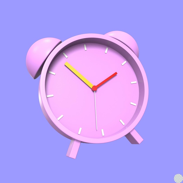 PSD blue alarm clock concept 3d render for isolated illustration