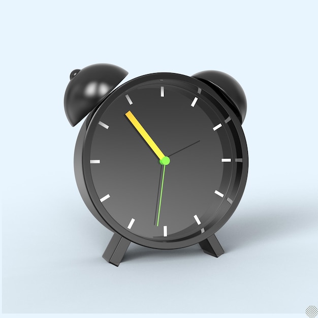 Blue alarm clock concept 3d render for isolated illustration