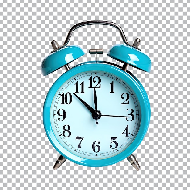 Blue alarm clock on a transparent background