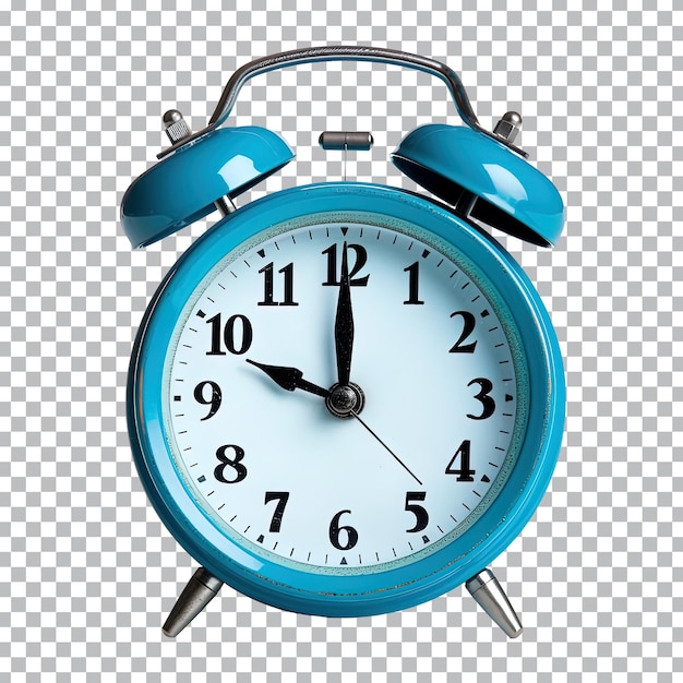 Blue alarm clock on a transparent background