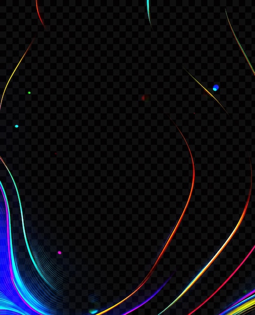 blue and green light waves on transparent background