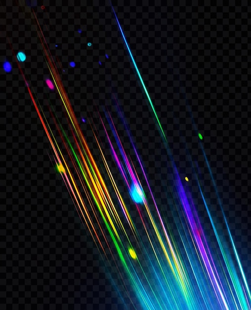 blue and green light waves on transparent background