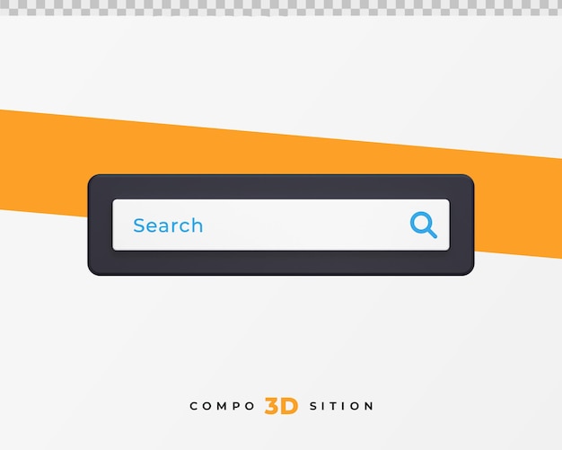 blue and white search bar 3d rendering