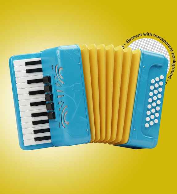 Blue and Yellow 3D Cartoon Accordion