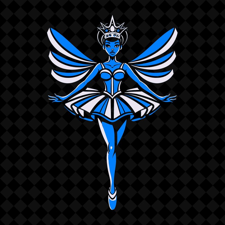PSD 黒い背景に翼のある青い天使
